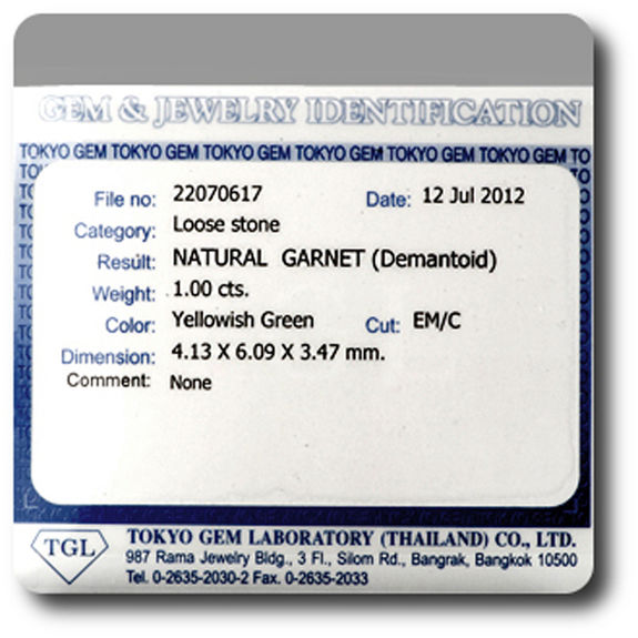 1.00 cts GRENAT DEMANTOIDE . VVS