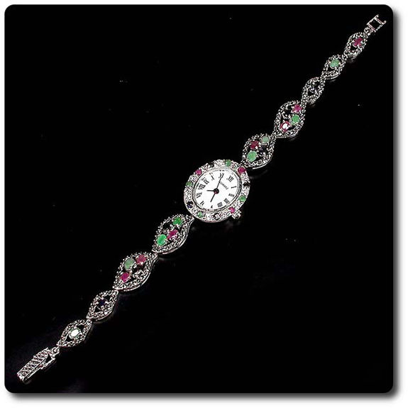 RUBY SAPPHIRE EMERALD WATCH