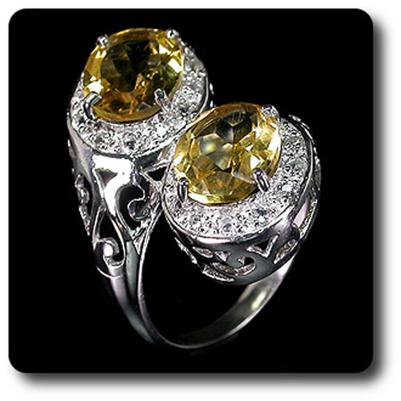 BAGUE CITRINE & TOPAZE BLANCHE