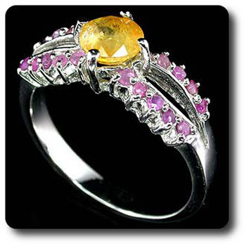 BAGUE SAPHIR JAUNE & RUBIS