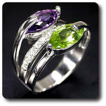 AMETHYST, PERIDOT RING