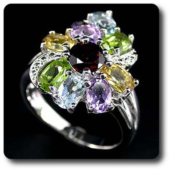 AMETHYST, GARNET, PERIDOT, CITRINE & TOPAZ RING