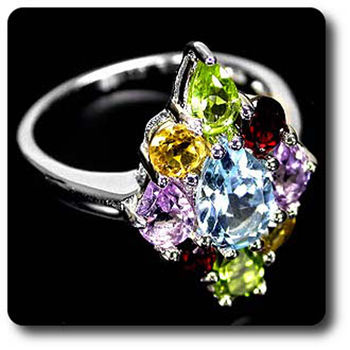 AMETHYST, GARNET, PERIDOT, CITRINE & TOPAZ RING