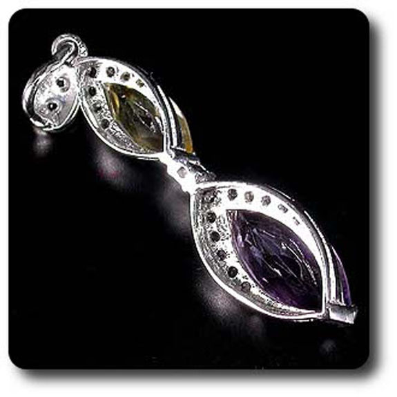 PENDENTIF AMETHYSTE CITRINE & TOPAZE BLANCHE