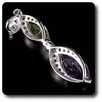 PENDENTIF AMETHYSTE CITRINE & TOPAZE BLANCHE