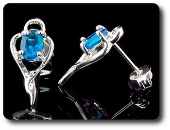 BOUCLES D'OREILLE SAPHIR BLEU