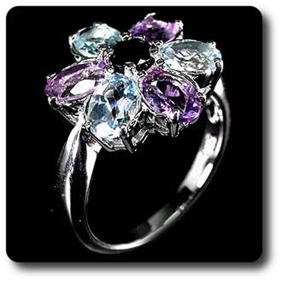 AMETHYST, TOPAZ & SAPPHIRE RING