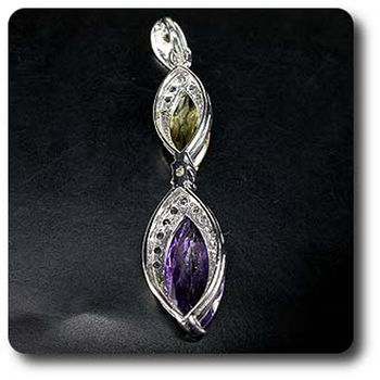 AMETHYST, CITRINE & WHITE TOPAZ  PENDANT
