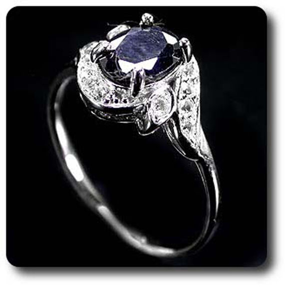 BAGUE SAPHIR NOIR & TOPAZE BLANCHE