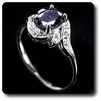 BAGUE SAPHIR NOIR & TOPAZE BLANCHE