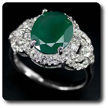 BAGUE AVENTURINE & TOPAZE BLANCHE