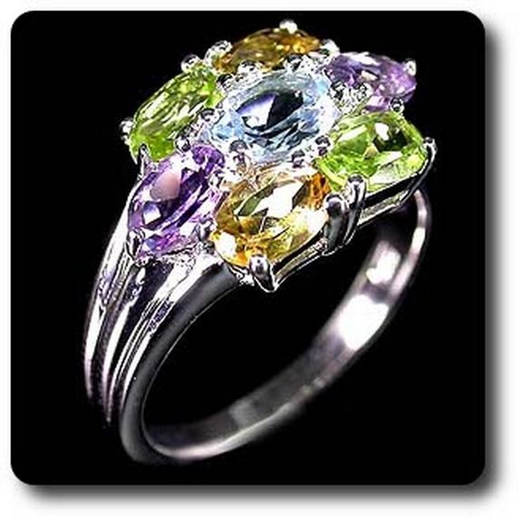 AMETHYST, PERIDOT, CITRINE & TOPAZ RING