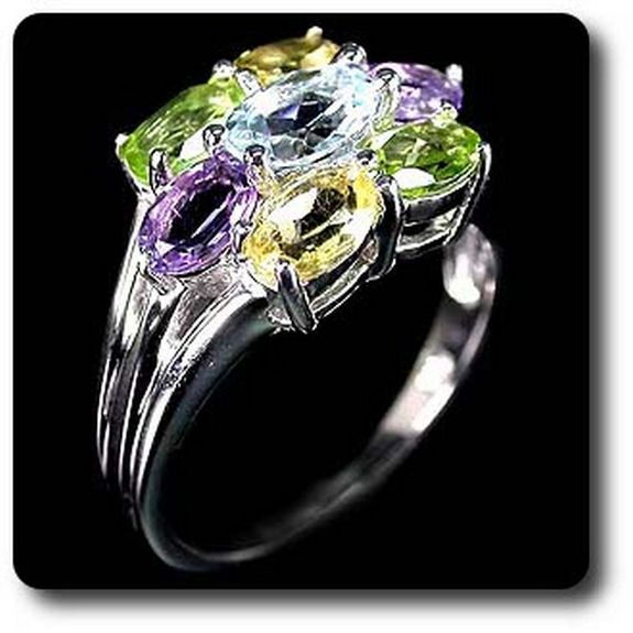AMETHYST, PERIDOT, CITRINE & TOPAZ RING