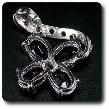 PENDENTIF SAPHIR NOIR & TOPAZE BLANCHE