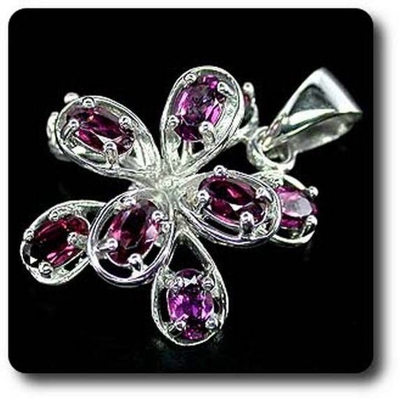 PENDENTIF GRENAT RHODOLITE ROSE