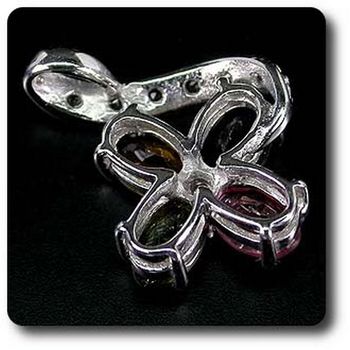 PENDENTIF TOURMALINE MULTICOLORES & TOPAZE BLANCHE