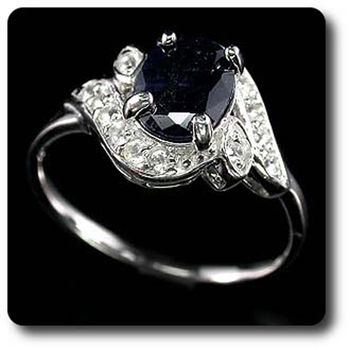 BLACK SAPPHIRE & WHITE TOPAZ RING
