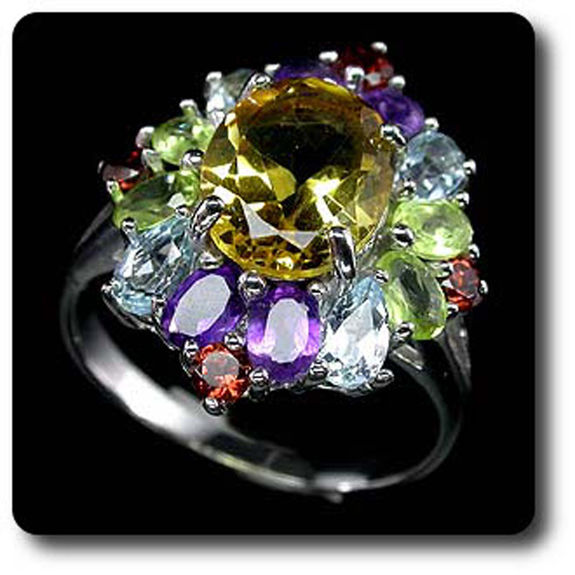 AMETHYST, GARNET, PERIDOT, CITRINE & TOPAZ RING