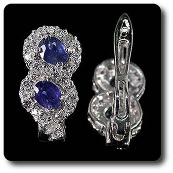 BOUCLES D'OREILLE SAPHIR BLEU