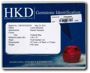 3.98 cts TANZANITE BLEU . IF