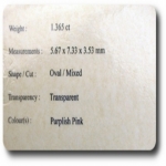 1.36 cts SAPHIR ROSE . SI