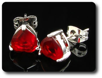 2x7mm Red Ruby Earring