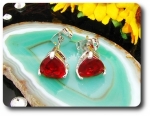 2x7mm Red Ruby Earring