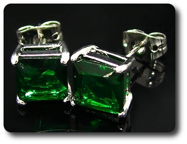 2x7mm Green Emerald Earrings