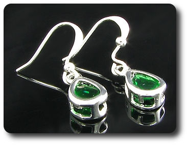 2x7mm Green Emerald Earrings