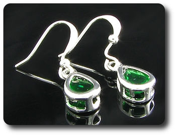 2x7mm Green Emerald Earrings