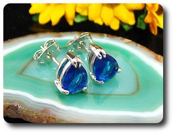 2x8mm Blue Sapphire Earrings