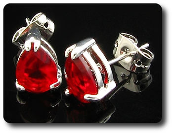 2x8mm Red Ruby Earring