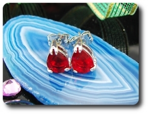 2x8mm Red Ruby Earring