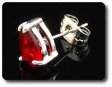 2x8mm Red Ruby Earring