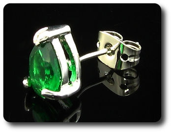 2x8mm Green Emerald Earrings