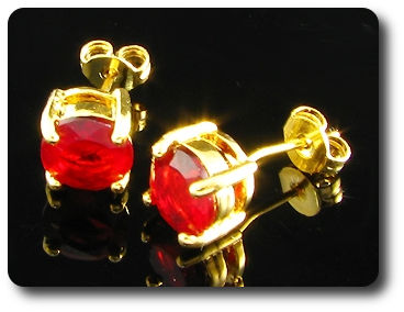 2x7mm Red Ruby Earrings