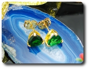 2x7mm Green Emerald Earrings