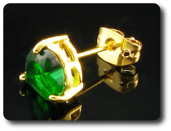 2x7mm Green Emerald Earrings