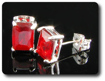 2x8mm Red Ruby Earring