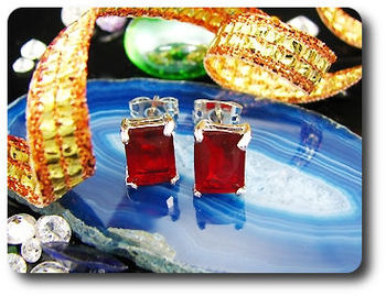 2x8mm Red Ruby Earring