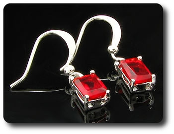 2x7mm Red Ruby Earring