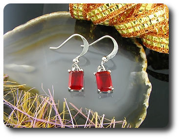 2x7mm Red Ruby Earring
