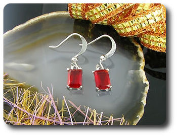 2x7mm Red Ruby Earring