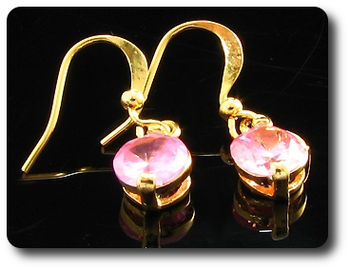 2x7mm Pink Sapphire Earrings