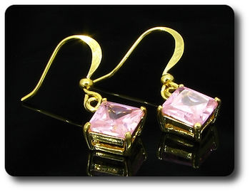 Boucles d'oreille Saphir Rose de synthèse