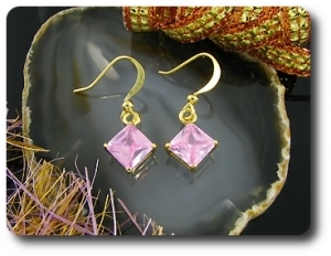 Boucles d'oreille Saphir Rose de synthèse