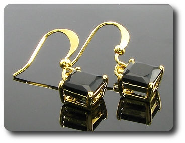 2x6mm Black Sapphire Earrings