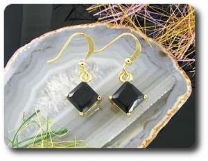 2x6mm Black Sapphire Earrings