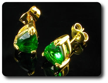 2x8mm Green Emerald Earrings