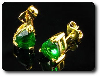2x8mm Green Emerald Earrings